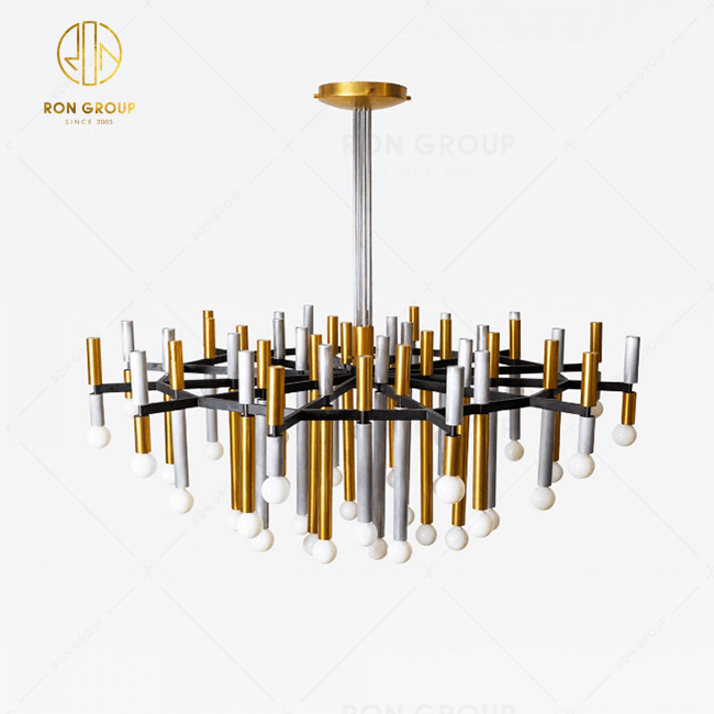 Simple Modern Silver And Gold Nordic Light Luxury Lighting Hotel Restaurant Pendant Lamp Chandelier