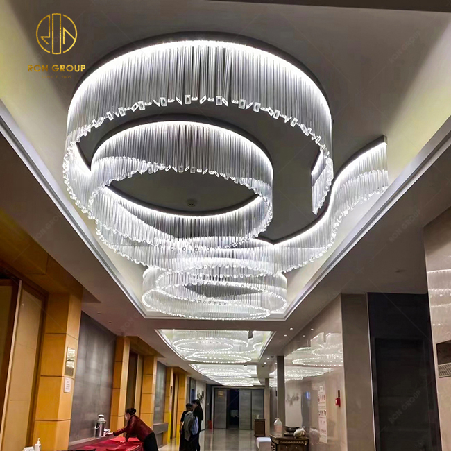 Star Hotel Corridor Project Modern Mount Led Crystal Chandeliers Ceiling Lamp Project Decoration Lighting