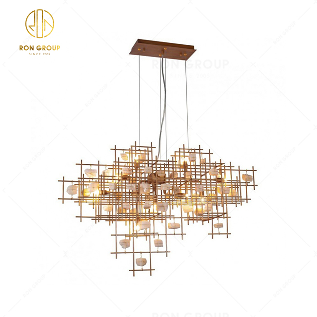 Postmodern Hotel Decoration Dining room Pendant Light With Marble Stone Piece In Hotel Restaurant Ceiling Lamp