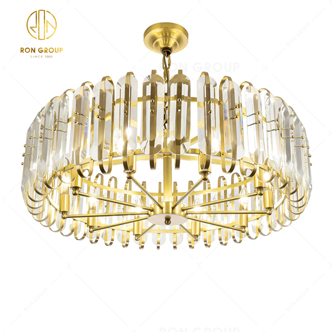 Simple Modern Pendant Light Luxury Living Room Lamps European Hotel Home Dining Room LED Gold Crystal Chandelier Pendant Lamp