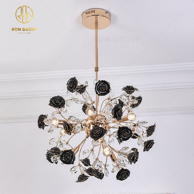 China Manufacturer Wedding Decoration Ceiling Light Hot selling Ceramic Rose Flower Light