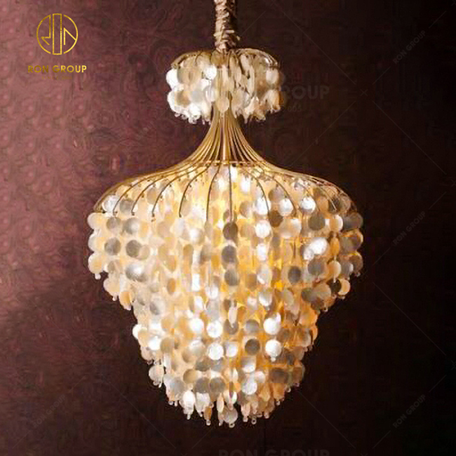 Creative Modern White Shell Piece Chandelier LED Lighting Pendant Lamp For Hotel Decor Light