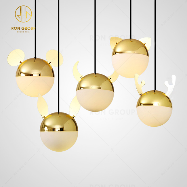 New Products Milky White Glass Pendant Light Modern Metal Gold Hanging Lamp For Hotel Lighting Fixture