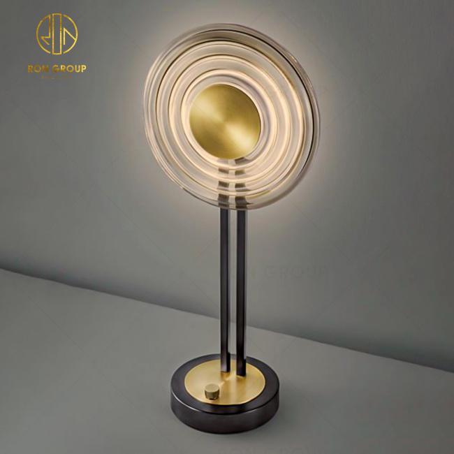 Round Vertical Long Gold Nordic Bed LED Table Lamp Simple Hotel Glass Table Lighting Living Room Bedroom Creative Table Lamp