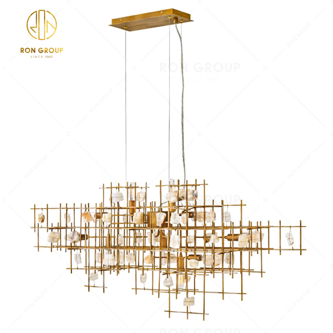 Iron art Marble Pieces Lighting For Hotel Living Room Lighting Decoration Pendant Light  Hanging Light