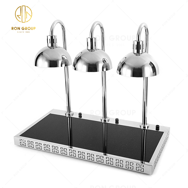 Commercial Hotel Restaurant Stainless Steel Three Heads Food Warmer Lamp Buffet Station Light Food Warmer Display