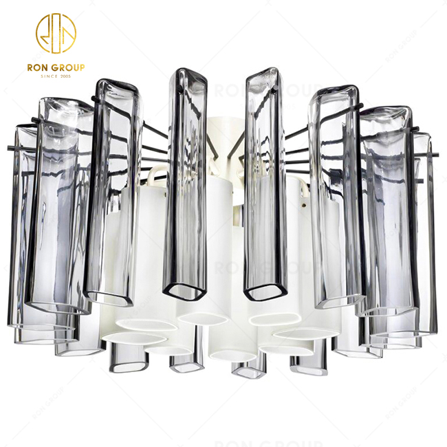 Hot Sale Ceiling Lamp For Hotel Decor Lighting Pendant Lamp Clear & Grey Glass Design Lamp Hanging Lamp