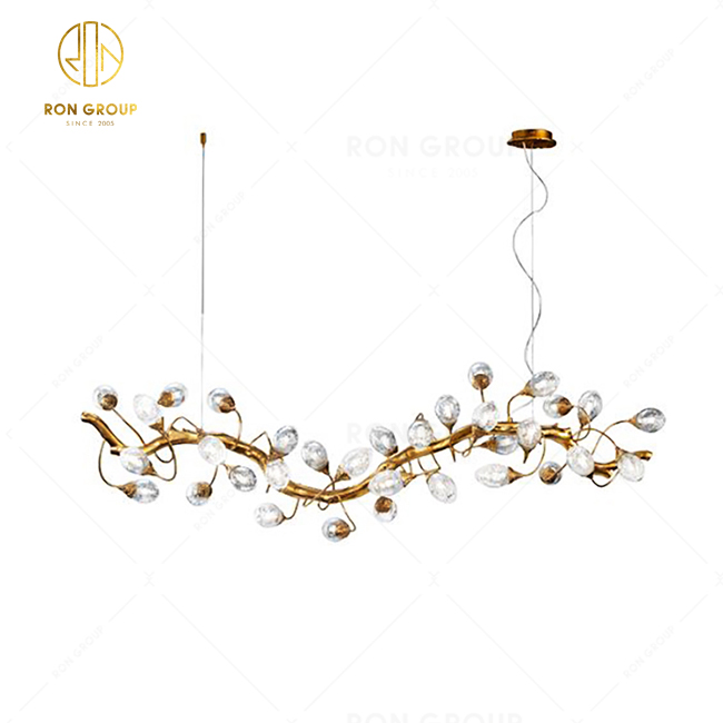 American Modern Copper Chandelier Villa Luxury Ceiling Decoration Crystal Led Lighting Restaurant Pendant Light