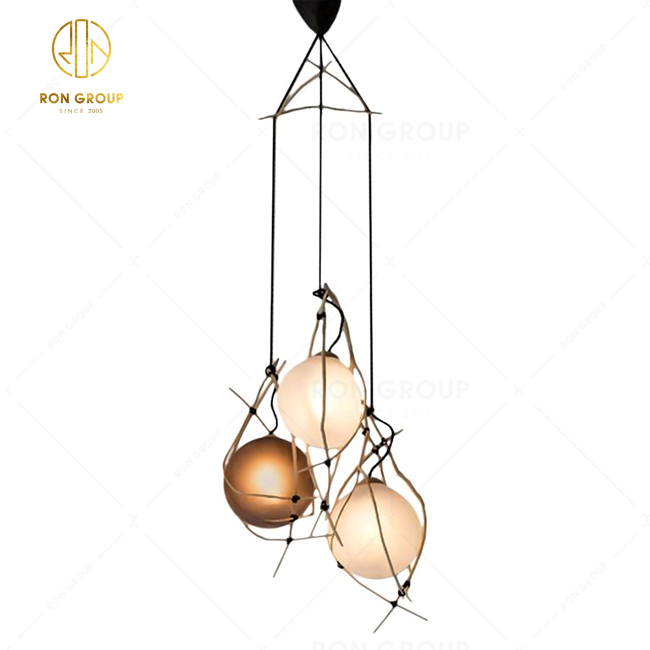 Fashion Style Indoor Iron Modern Glass Ball Hanging Antique Light Pendant Lamp Ceiling Lighting