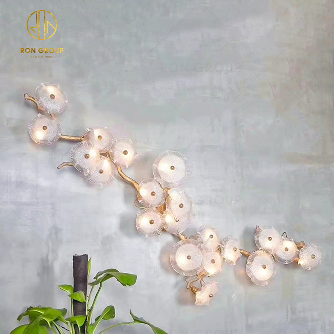 Creative LED Wall Light Lotus Leaf Flower Ceiling Lamp For Hotel Restaurant Home TV Background Wall Lighting Decor