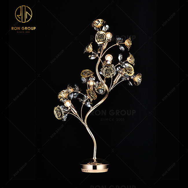 Modern Popular Lighting Restaurant Decoration Ceramic Rose Flower Table Lamp