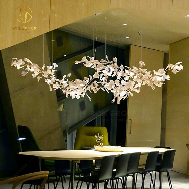 Ceramic Gingko Leaf Dining Room Golden Lighting Chandelier Modern Pendant Lamp Home Light