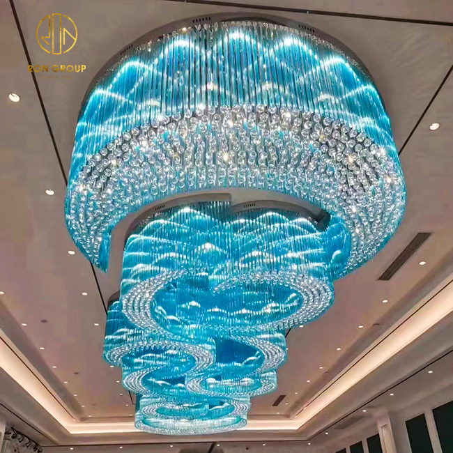 Professional Quality Hotel Lobby Banquet Hall Decoration Lighting Custom Large Crystal Led Chandelier