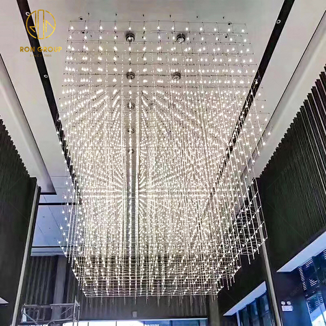 Professional Custom Wedding Hall Hotel Lobby Large Project LED Chandelier Ceiling Lighting Project Customized Crystal Chandelier