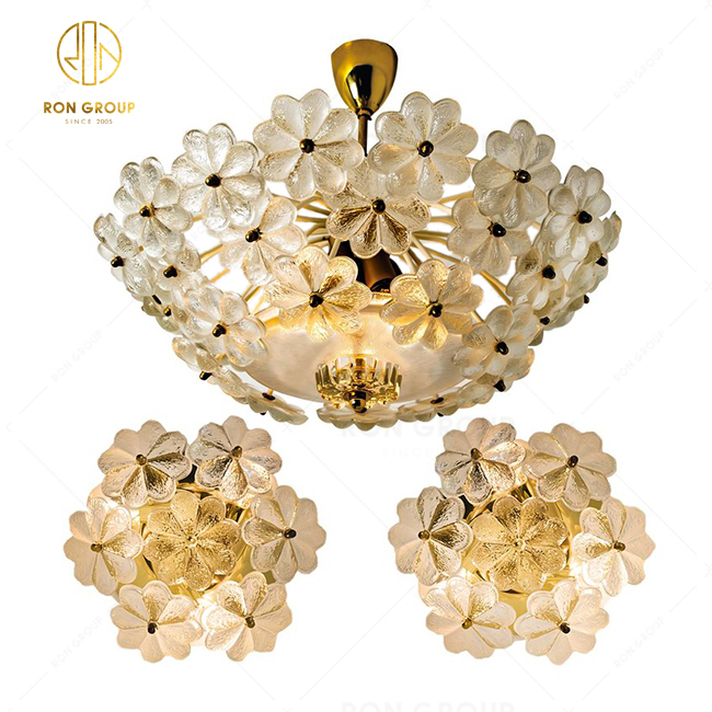 Modern Round Mirror Flower Shape Lighting Bedroom Light Home Decorative Chandeliers Mirror Lamp