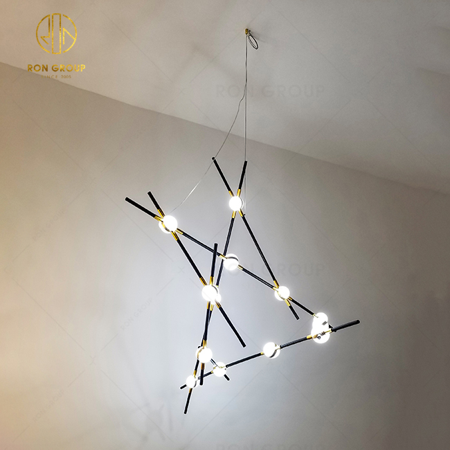 Modern Led Art Black Color Lighting Metal Chandeliers Art Hanging Light Creative Alloy Branch Chandelier Pendant Lamp