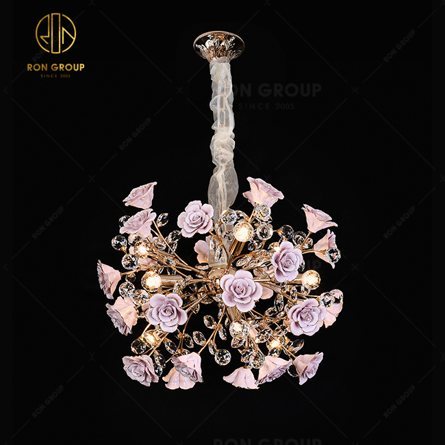 Wholesale Hot Selling Lighting Restaurant Hotel Ceramic Rose Flower Lighting For Wedding