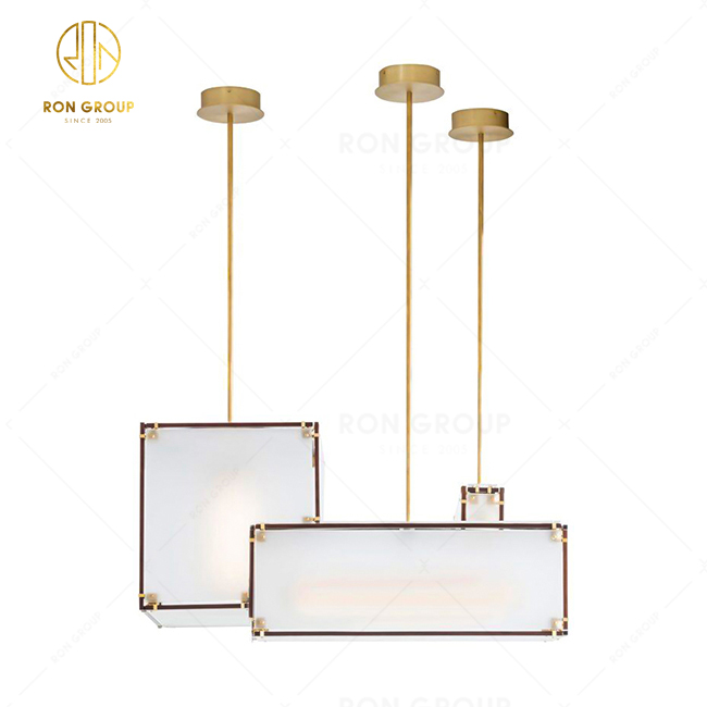 Modern Chandelier Hotel Lighting Rectangular Frame Pendant Lamp LED Hanging Lamp