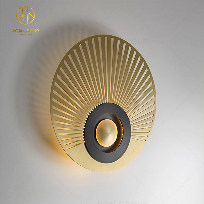 Postmodern Hollow Pattern Wall Lamp Household Circular Pattern Bedroom Wall Lamp Golden Led Study Room Warm Light