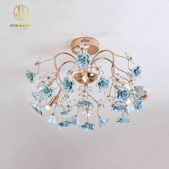 High Quality Wedding Decotative Light Restaurant Ceiling Rose Flower Lighting Ceramic Light