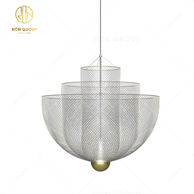 Modern Design Pendant Light Hotel Decor Lamp Nordic Silver Restaurant Lighting Decoration Iron Mesh LED Pendant Lamp