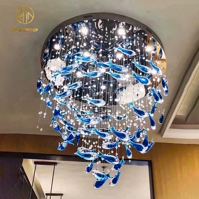 New Design Fancy Chandelier Fish Shape For Hotel Lobby Customized Lighting Hall Decoration Chandelier