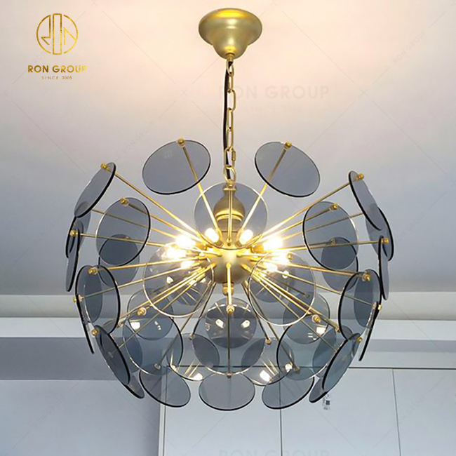 Nordic Glass Round Disc Pendant Lamp Modern LED Hanging Chandeliers Decoration Home Hotel Lighting Fixture