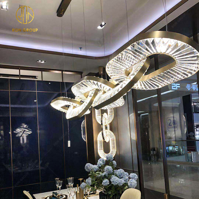 Modern Luxury Hanging Modern Led Chandelier Metal Crystal Pendant Lamp Oval Crystal Hanging Lamp LED  Hotel Home Living Room Crystal Lighting