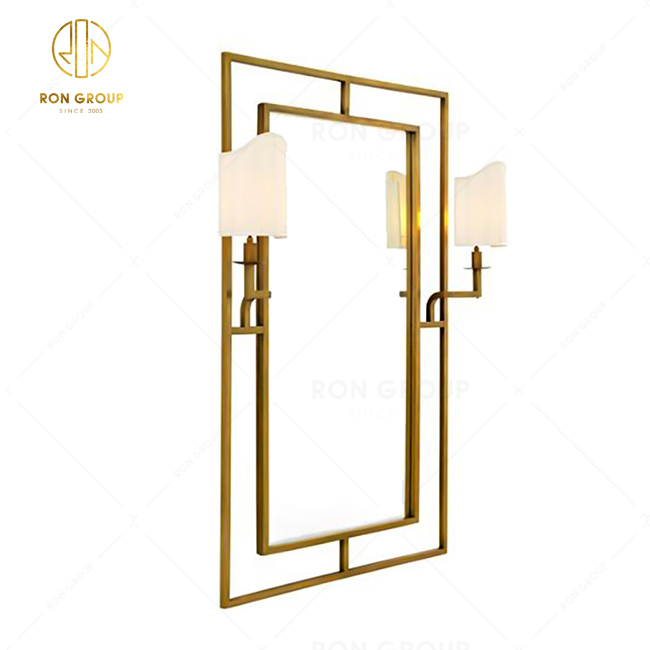 European Modern Metal Frame Mirror LED Lighting Wall Lamp For Living Room Bedroom Lighting