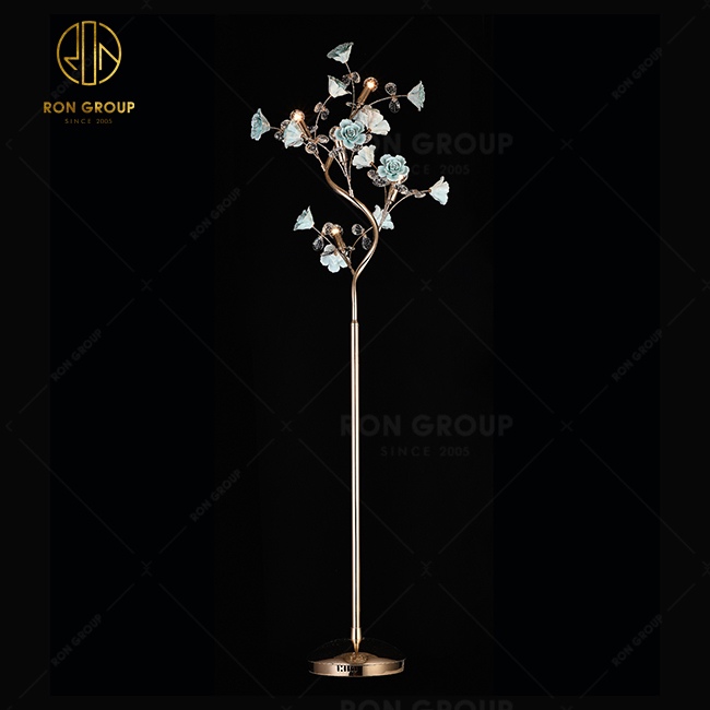 2021 New Design Ceramic Floor Lamp Rose Flower Lighting Restaurant Decorative Floor Lamp