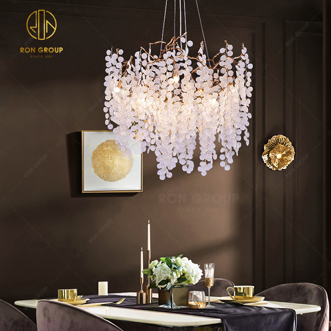 Creative Tree Trunk Branch Shape Copper Crystal Glass Home Decor Dining Room LED Chandelier Pendant Lamp