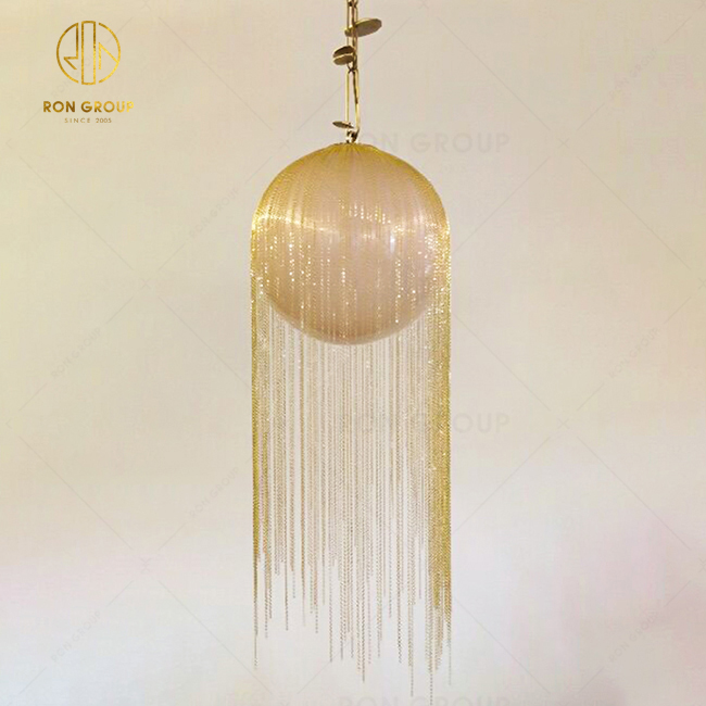 Restaurant Modern Hanging Lamps Gold Round Ball Lamp Nordic Decorative Hotel Chain Chandeliers Pendant Light