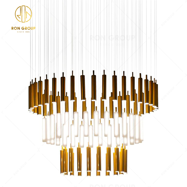 Fashion Pendant Hanging Light Ring Hotel Restaurant Led Metal Chandeliers Ceiling Lamp