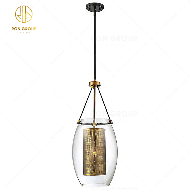 Modern Dining Room Lamp Glass Cage Lighting Chandelier Pendant Lighting Ceiling Light