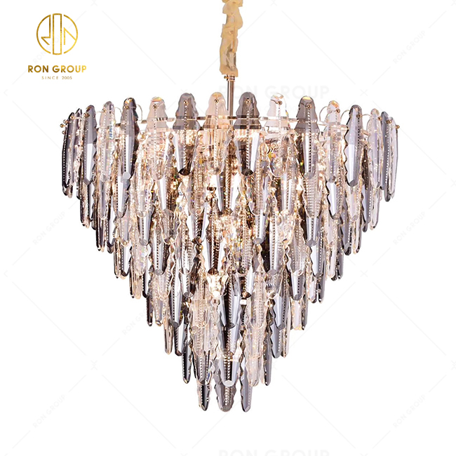 Wholesale Contemporary Golden Clear Crystal Hanging Pendant Light Gold Nordic Style Large Chandelier