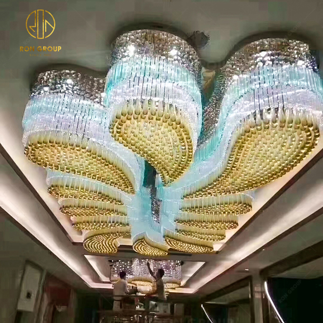 Customized Hotel Modern Led Colorful Glass Light Chandelier Hospitality Art Decoration Glass Drop Luxury Led Lighting