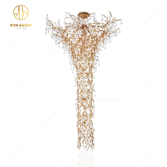 Copper Crystal Chandelier Luxury Ceiling Lamp Lighting For Home Villa Hotel Lobby Stairs Light