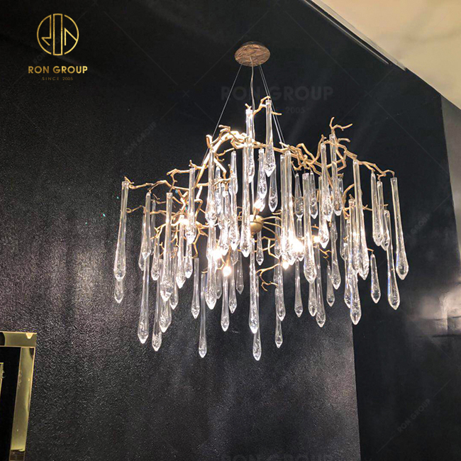 Crystal Wave Ceiling Chandelier Custom Lamp Vintage Crystal Chandeliers Pendant Light For Hotel Lighting Fixture