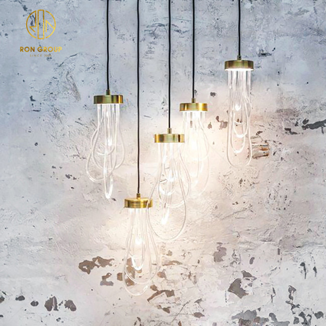 Custom European Crystal Glass Lighting Fixture Postmodern Decorative Hotel Living Room Pendant Lamp Gold Luxury Hanging Lighting