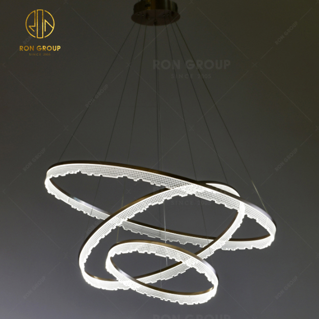 Wholesale Large Ring Pendant Lamp Hotel Restaurant Hanging Light Dining Room Led Crystal Chandelier