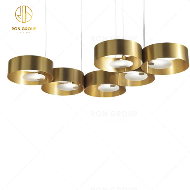 Stainless Steel Led Round Ring Golden Pendant Lamp for Hotel Decor Lighting Chandelier