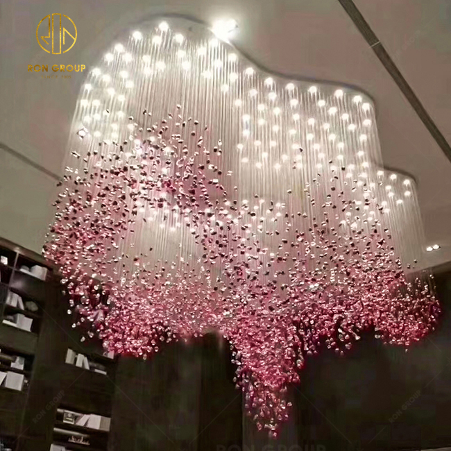 Professional Quality Hotel Lobby Banquet Hall Decoration Lighting Custom Large Crystal Led  Customized Chandelier