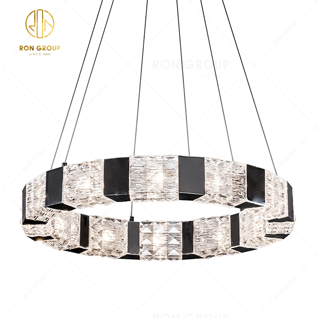 New LED Modern Circular Crystal Chandelier Hanging Light Dining Room Pendant Lamp For Home Decor