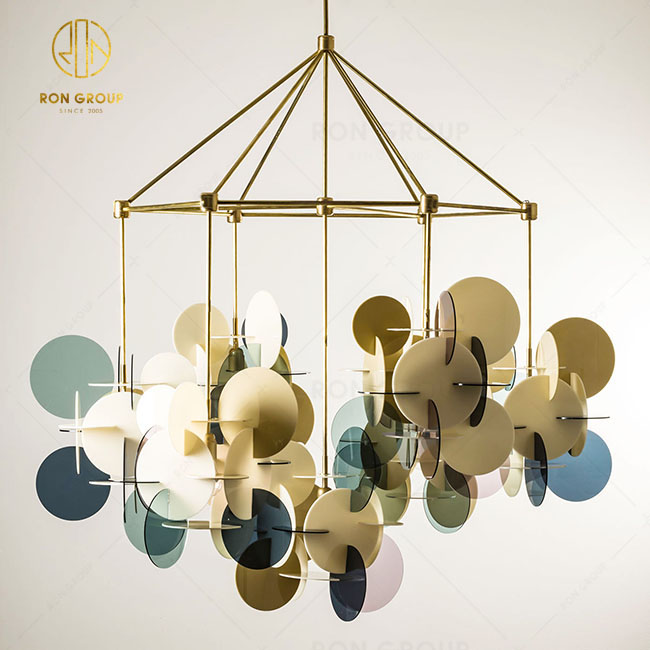 Modern Art LED  Colorful Acrylic Metel Pendant Light Hotel Decorative Pendant Lamp