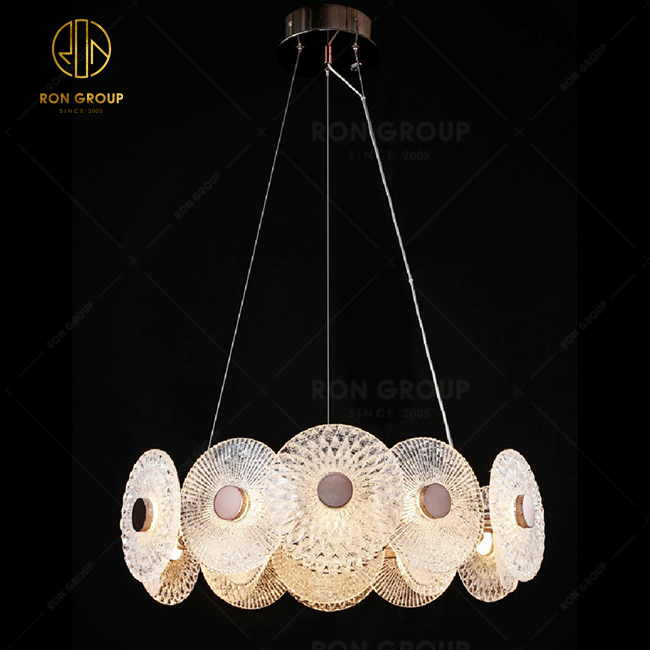 Modern Creative Copper Strip Amber Color Glass Pendant Lamp Dining Room LED Chandelier Pendant Lights