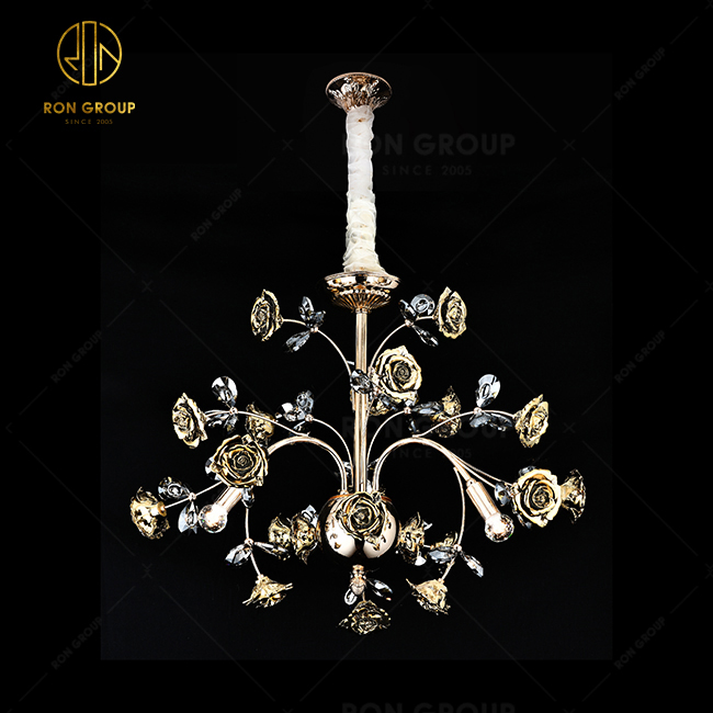 Best Pirce Golden Flower Light Restaurant Chandelier New Design Ceramic Flower Lighting