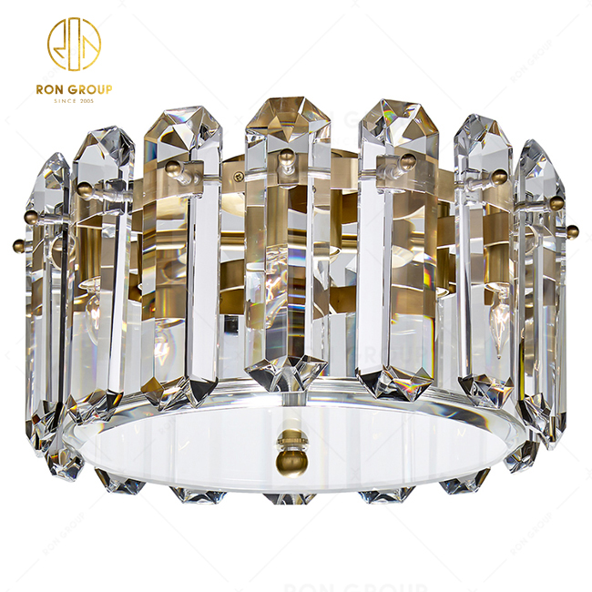 Post-modern Simple Copper Light Luxury Crystal Ceiling Lamp Designer Fashion Art Bedroom Dining Room Lighting Fixture