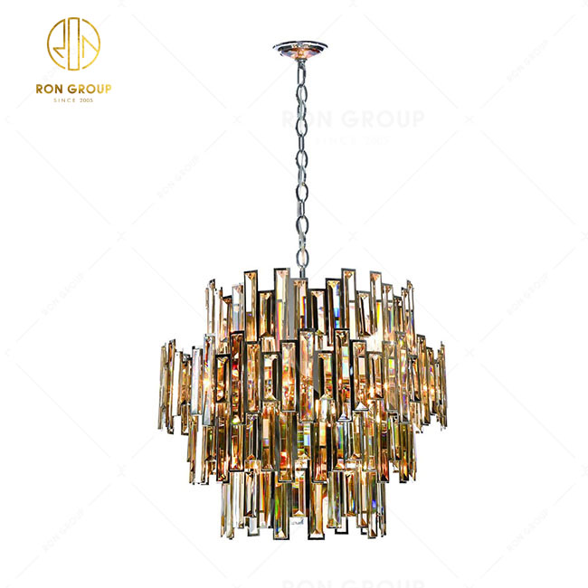 Stainless Steel Modern Luxury Hotel Banquet Hall Led Chandelier Fancy Lights Pendant Lamp Crystals Chandelier