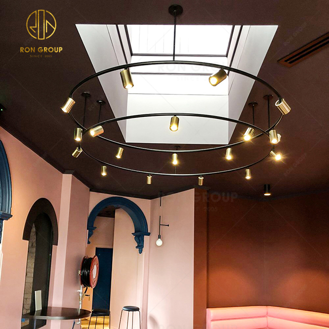 Round Chandelier Hotel Light Modern Pendant Light Hotel Villa Ring LED Lighting Circle Chandelier