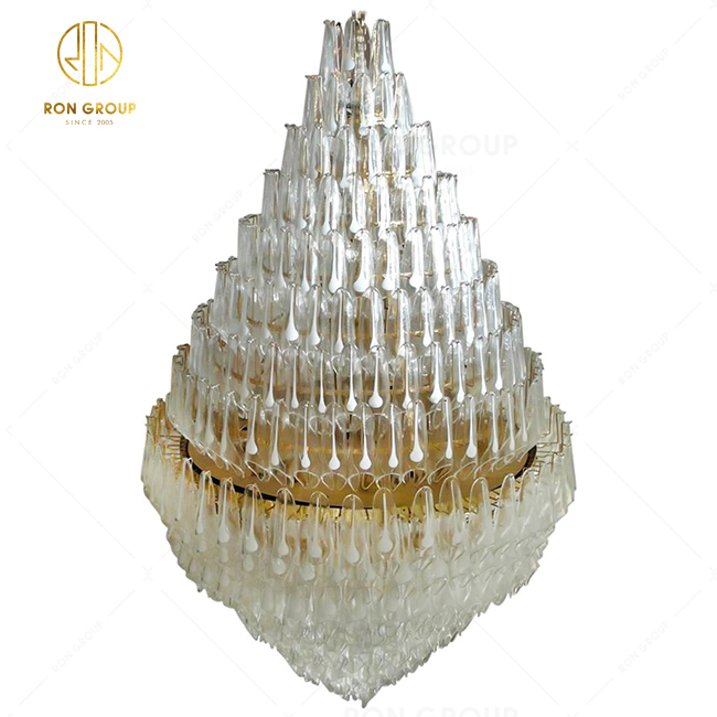 Custom Made Modern Glass Art Decorative Hanging Lighting Hotel Lobby Hanging Large Chandelier Pendant Lamp